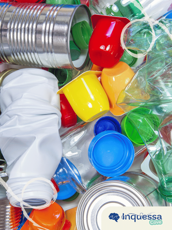 Mixed recyclable containers including plastic bottles