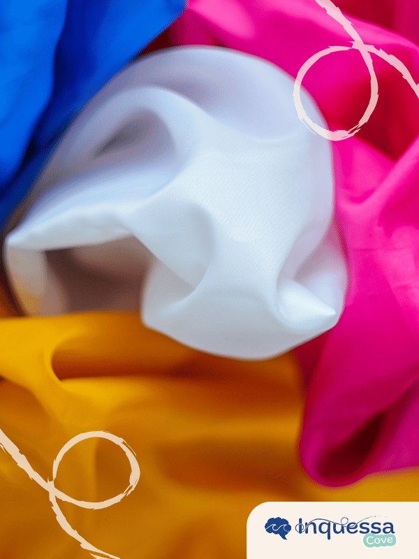Close-up of brightly colored synthetic fabrics