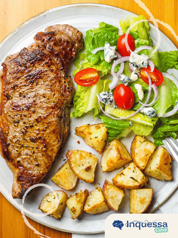 Plate with grilled meat
